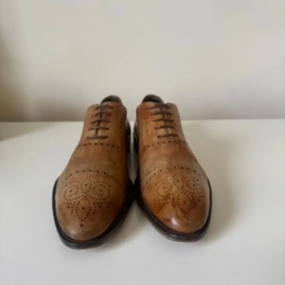 Magnanni Santi Tobacco Cap Toe Brogue Oxford Dress Shoes Mens 10.5 M Made Spain